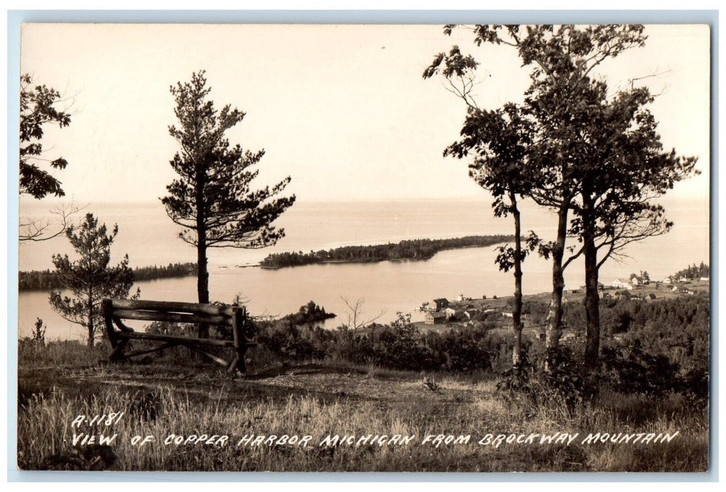 c1925 Brockway Mountain View Of Copper Harbor Michigan MI  RPPC Photo Postcard