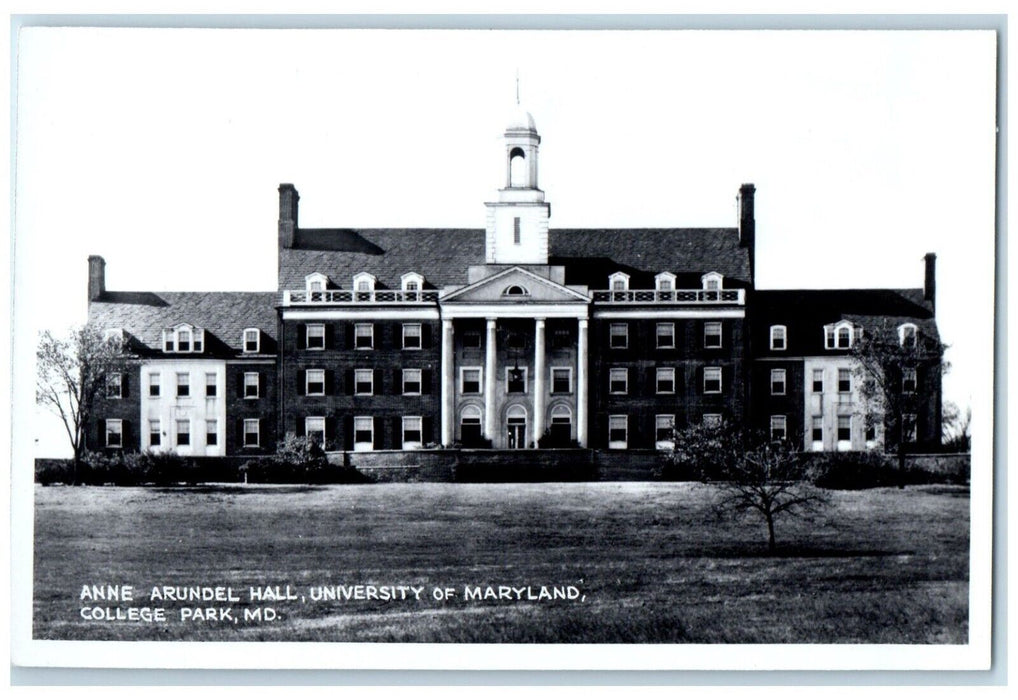 c1950s Anne Arundel Hall University College Park Maryland MD RPPC Photo Postcard