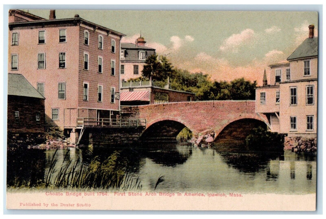 Choate Bridge First Stone Arch Bridge Ipswich Massachusetts MA Vintage Postcard