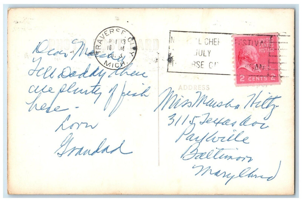 1953 Silver Lake View Tent Traverse City Michigan MI RPPC Photo Posted Postcard