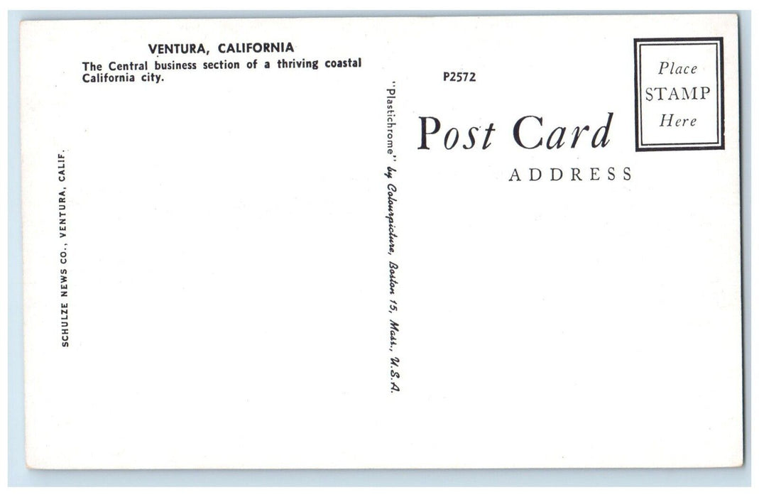 c1960 Central Business Section Coastal City Exterior Ventura California Postcard