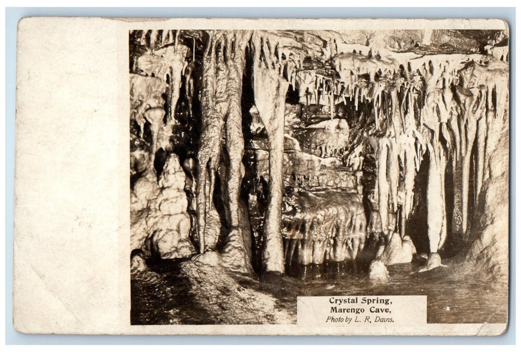 c1910's Crystal Spring View Marengo Cave L.R. Davis Indiana RPPC Photo Postcard