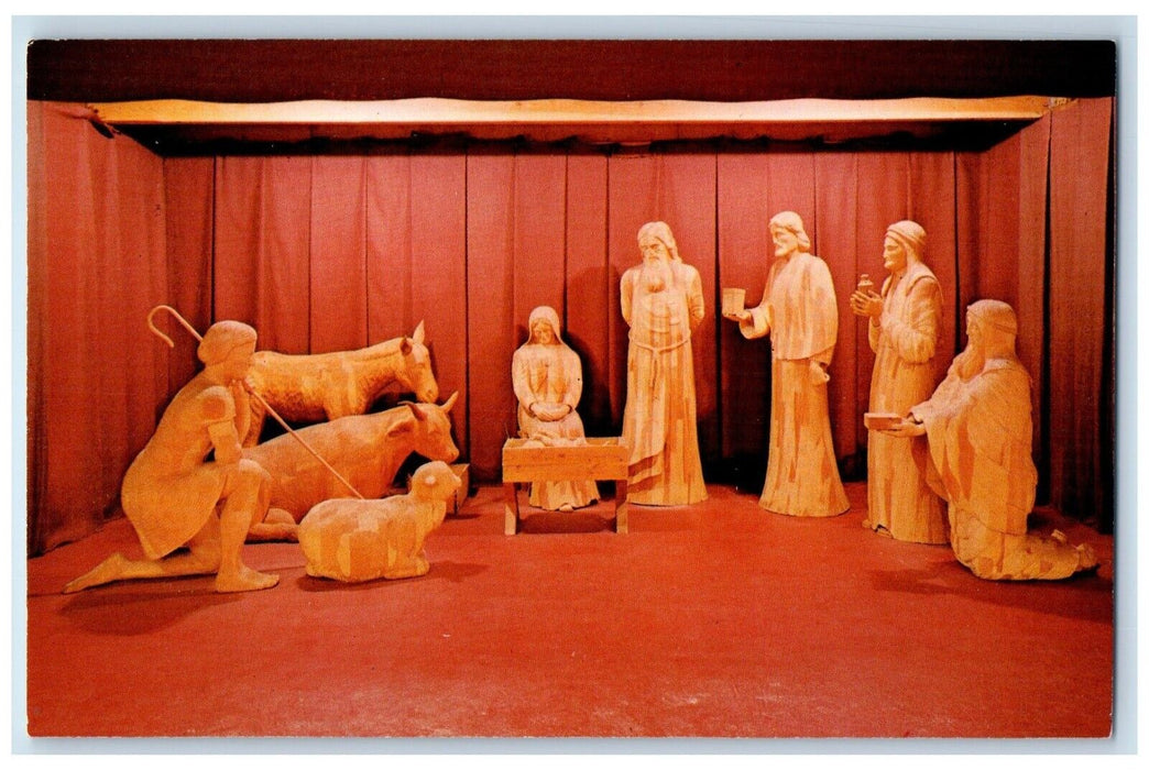 The Nativity Museum Of Wood Carving Spooner Wisconsin WI Vintage Postcard