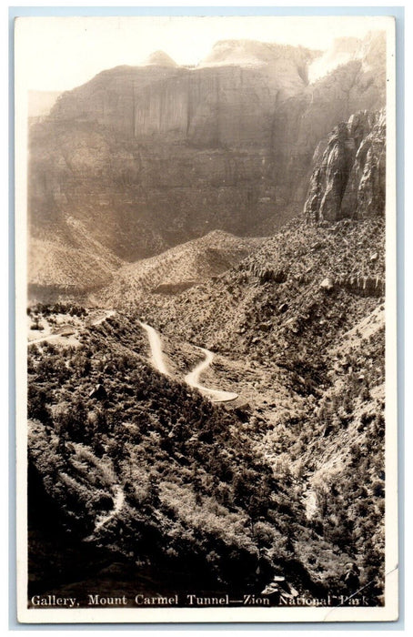 c1920's Mount Carmel Tunnel Zion National Park Utah UT RPPC Photo Postcard