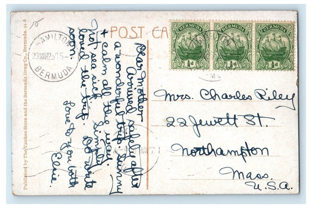 1925 Fort St. George Steamer Hamilton Bermuda Stamps Steamship Posted Postcard