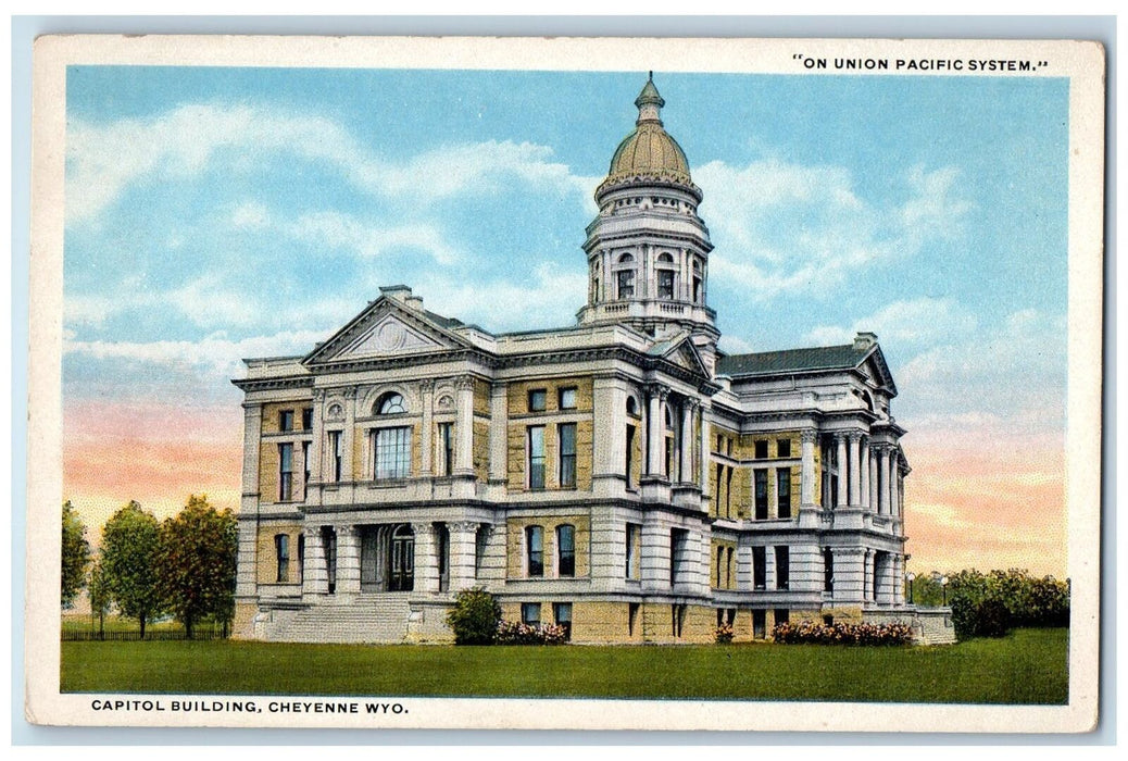 c1950 Capitol Building Tower Stairs Entrance Ground Cheyenne Wyoming WY Postcard