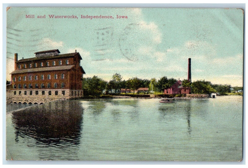 1912 View Of Mill And Waterworks Independence Iowa IA Posted Antique Postcard