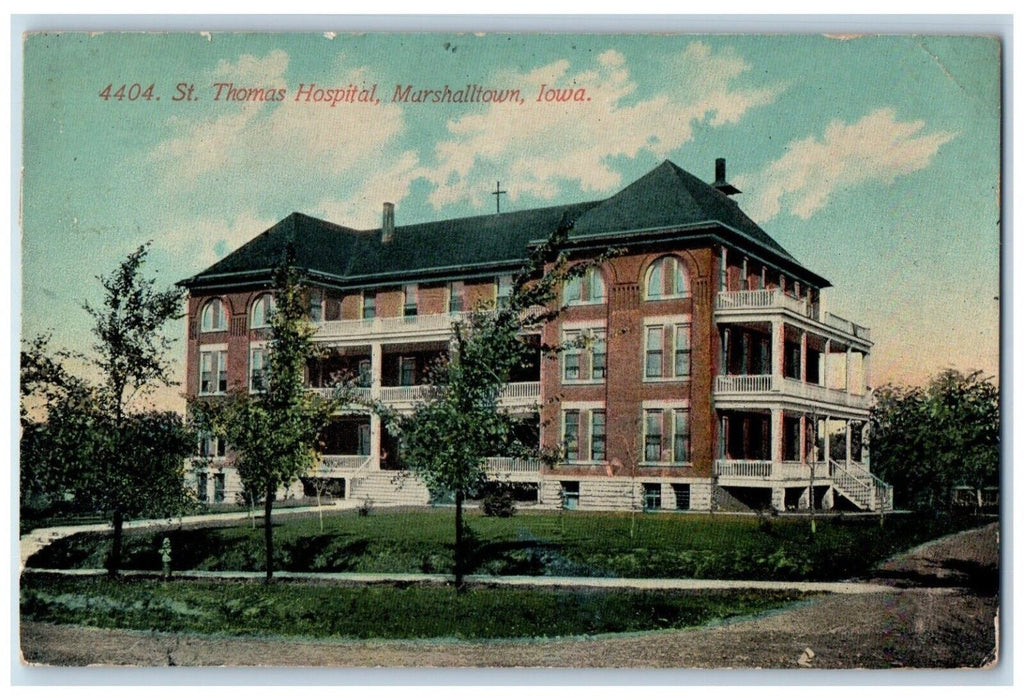 1917 St. Tomas Hospital Building Marshalltown Iowa IA Posted Antique Postcard