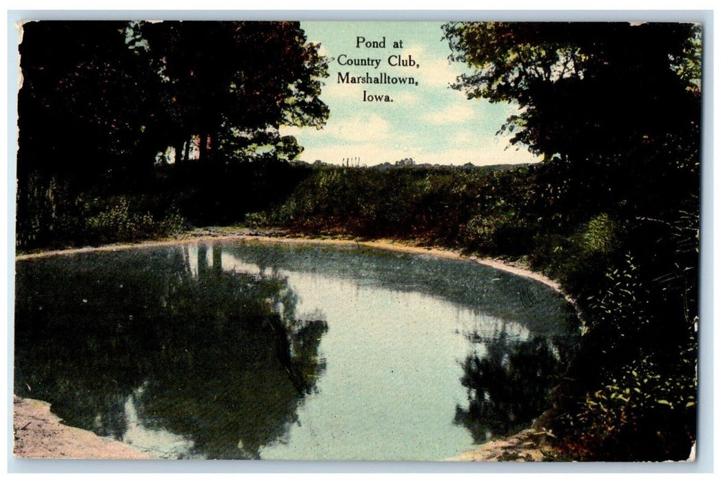 c1910's View Of Pond At Country Club Marshalltown Iowa IA Antique Postcard