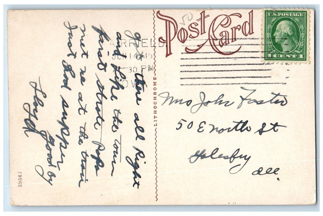 1915 Barhydt Parsons College Building Campus Fairfield Iowa IA Antique Postcard