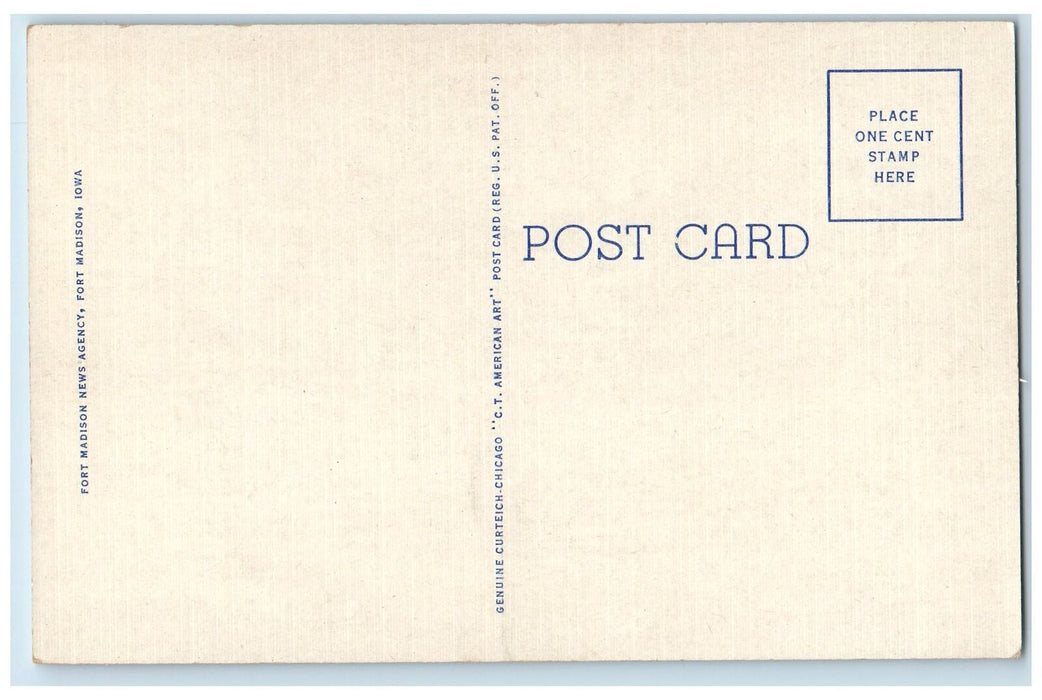 c1940's First Methodist Episcopal Church Building Fort Madison Iowa IA Postcard