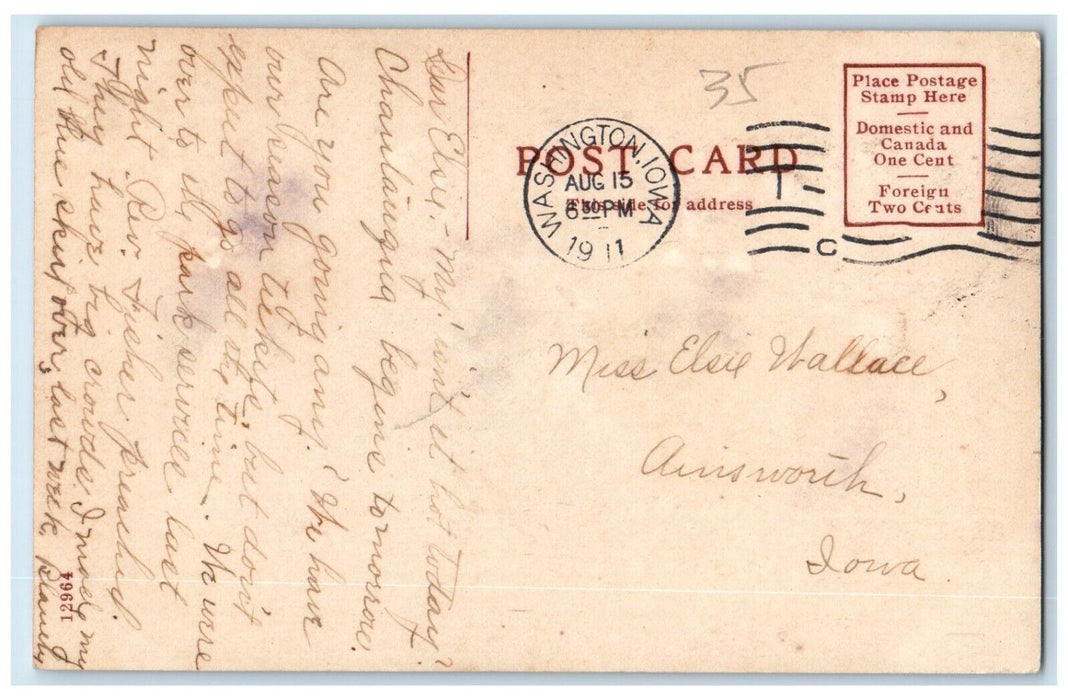 1911 Driveway In Sunset Park Dirt Road Washington Iowa IA Antique Postcard