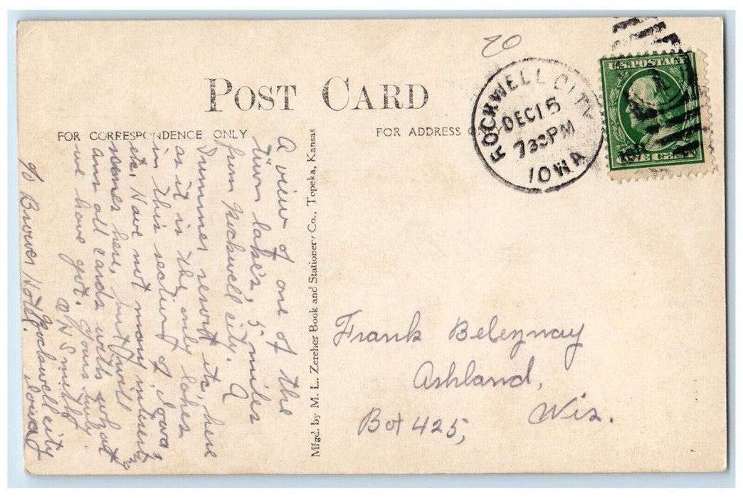 c1920's Sunset Twin Lakes View Boat Rockwell City Iowa IA RPPC Photo Postcard