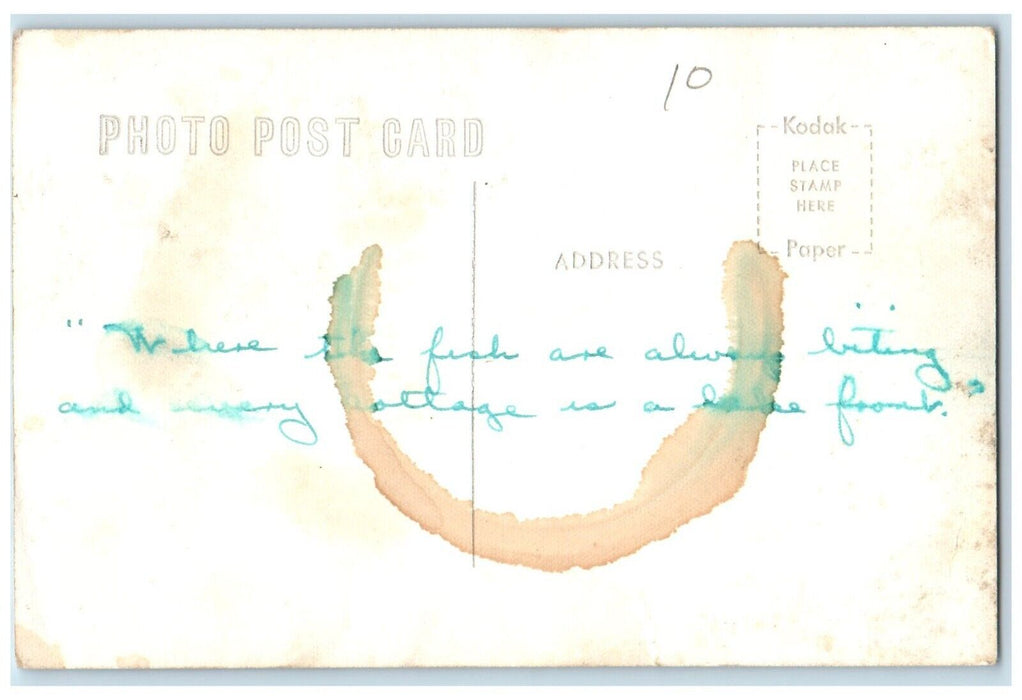 c1950's Green Acres Resort Lake Okoboji View Boat Milford IA RPPC Photo Postcard