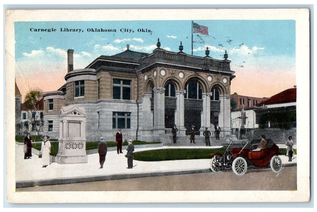 1919 Carnegie Library Oklahoma Exterior Scene City Oklahoma OK Posted Postcard