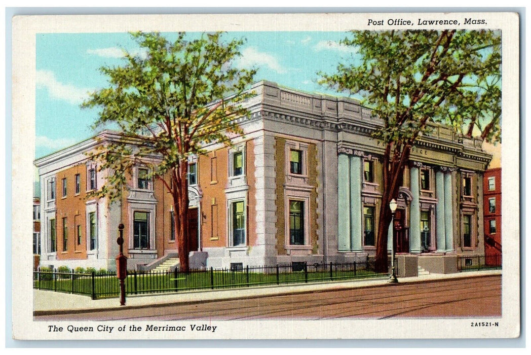 Post Office The Queen City Merrimac Valley Lawrence Massachusetts MA Postcard