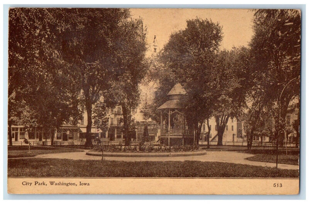 c1910's View Of City Park Pavilion Washington Iowa IA Posted Antique Postcard
