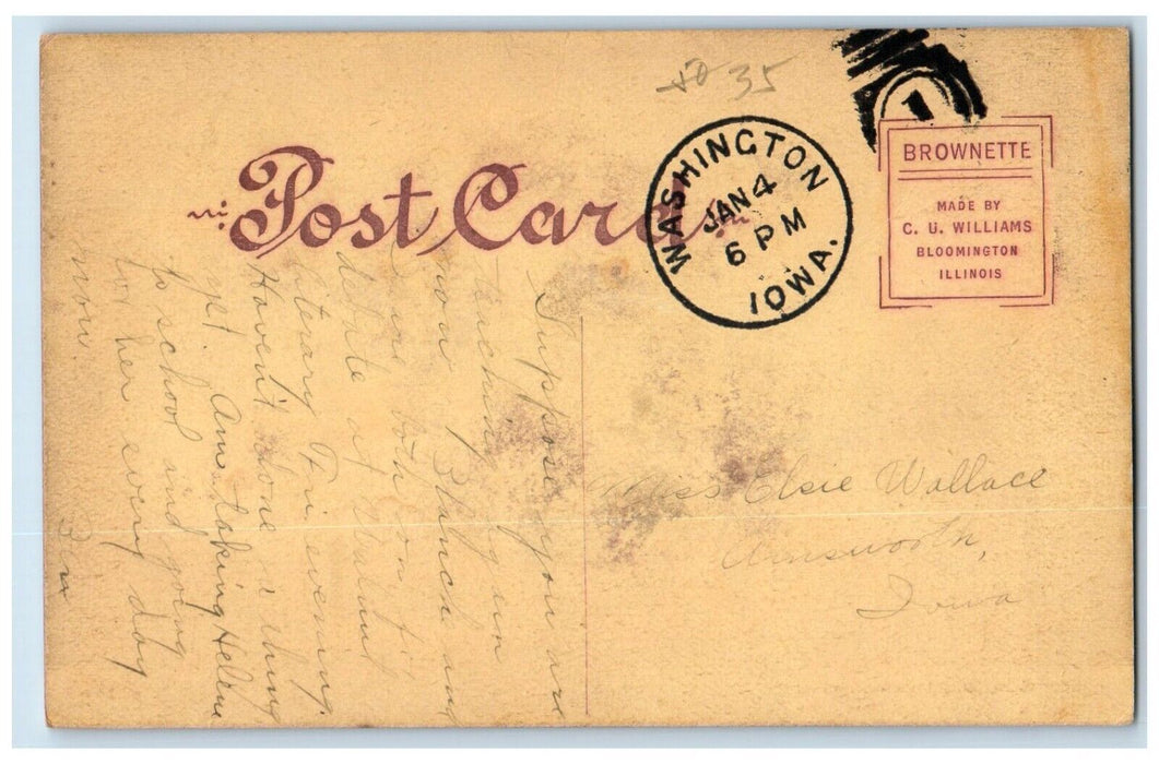 c1910's View Of City Park Pavilion Washington Iowa IA Posted Antique Postcard