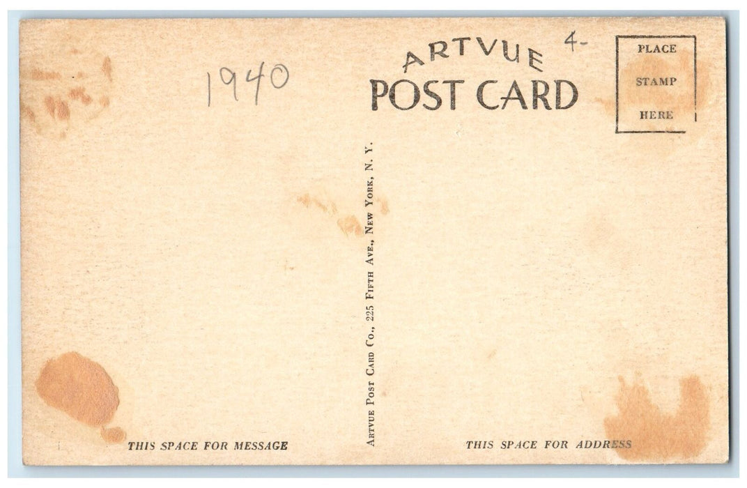 c1940's Third Street Downtown Classic Cars Establishment Jamestown NY Postcard