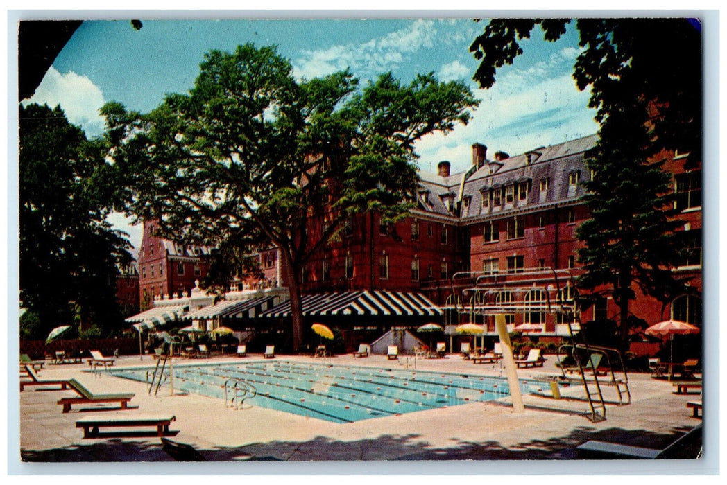 Garden City Hotel Building Swimming Pool Long Island New York NY Postcard