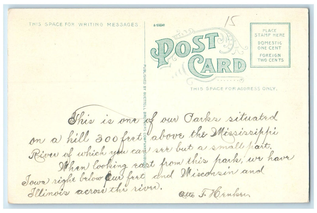 c1950's Eagle Point Park Pagoda River Building Tourist Dubuque Iowa IA Postcard
