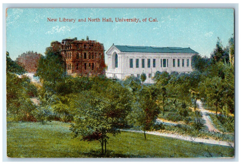 c1910 New Library North Hall University Exterior Building California CA Postcard