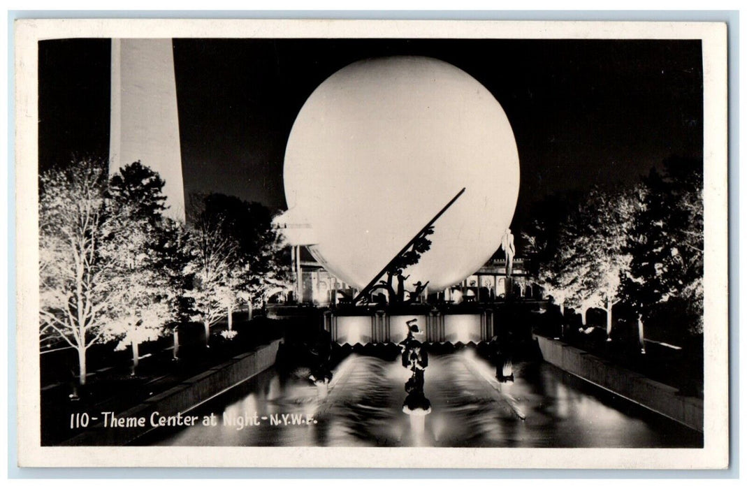 1940 Theme Center At Night New York World's Fair NYWF RPPC Photo Postcard