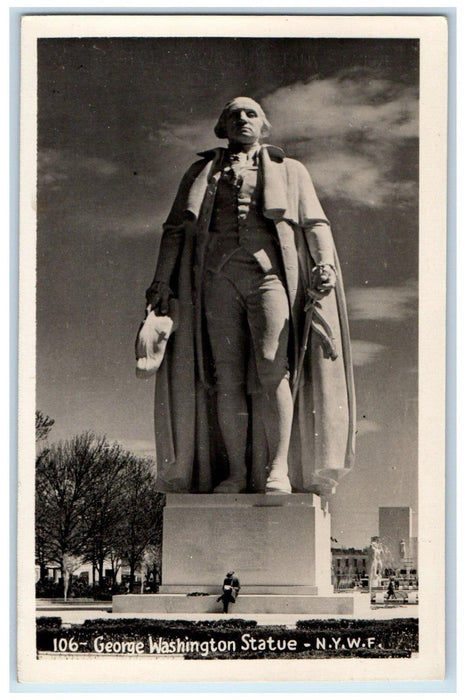 1940 George Washington Statue New York World's Fair NYWF RPPC Photo Postcard