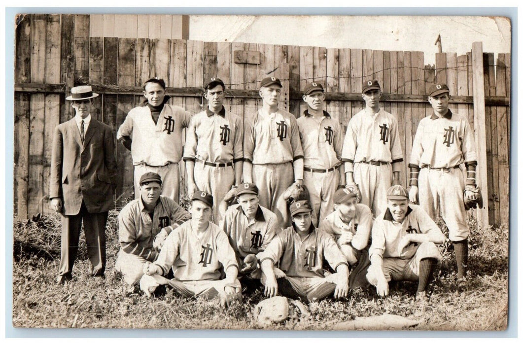 1910 Baseball Team Sports Glove Uniform Wales New York NY RPPC Photo Postcard