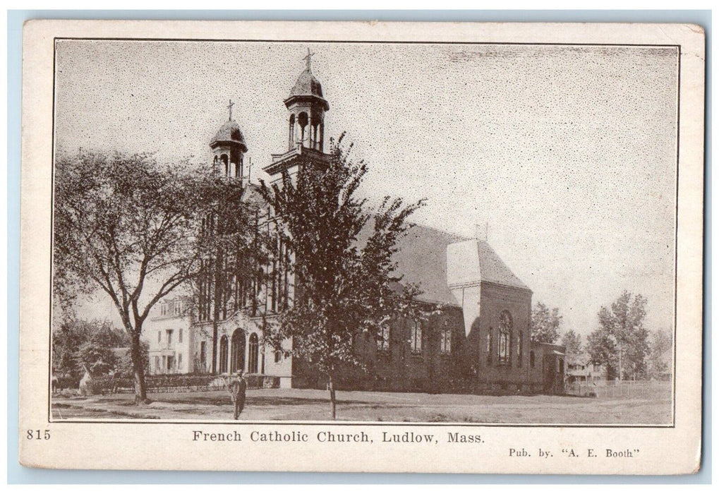 c1910's French Catholic Chruch Ludlow Massachusetts MA Unposted Antique Postcard