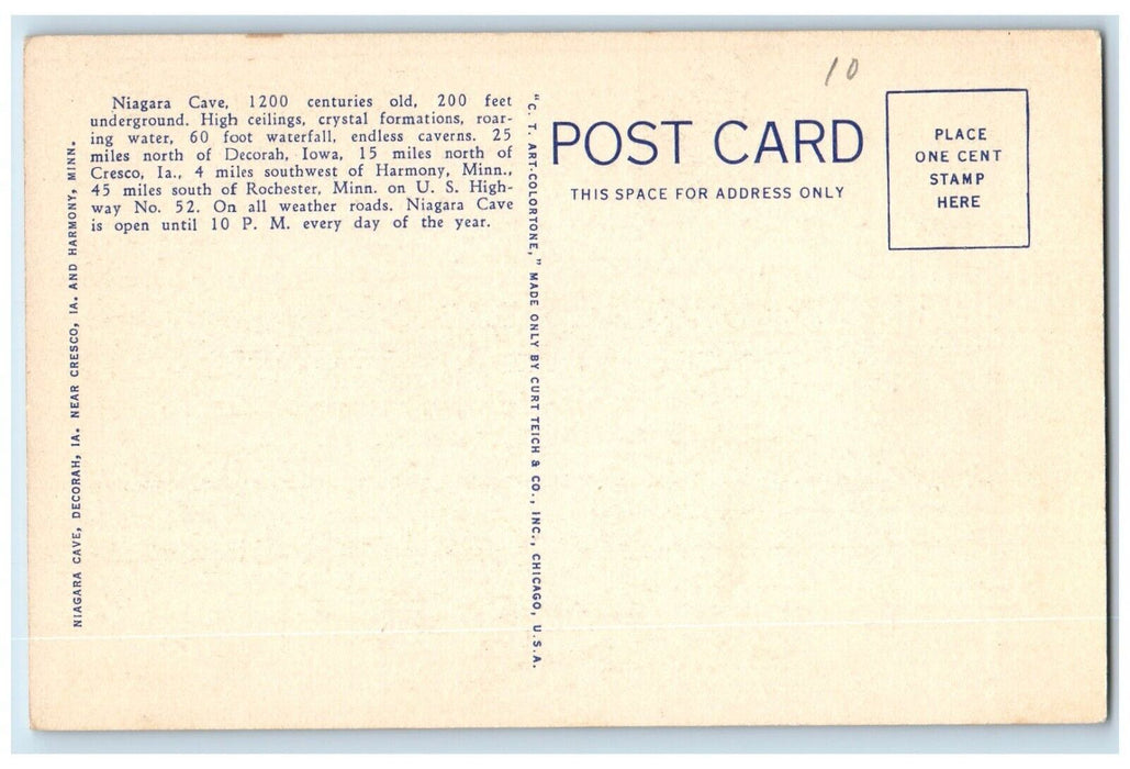 c1930's Entrance Lodge Niagara Cave Iowa Minnesota Line Cars Vintage Postcard