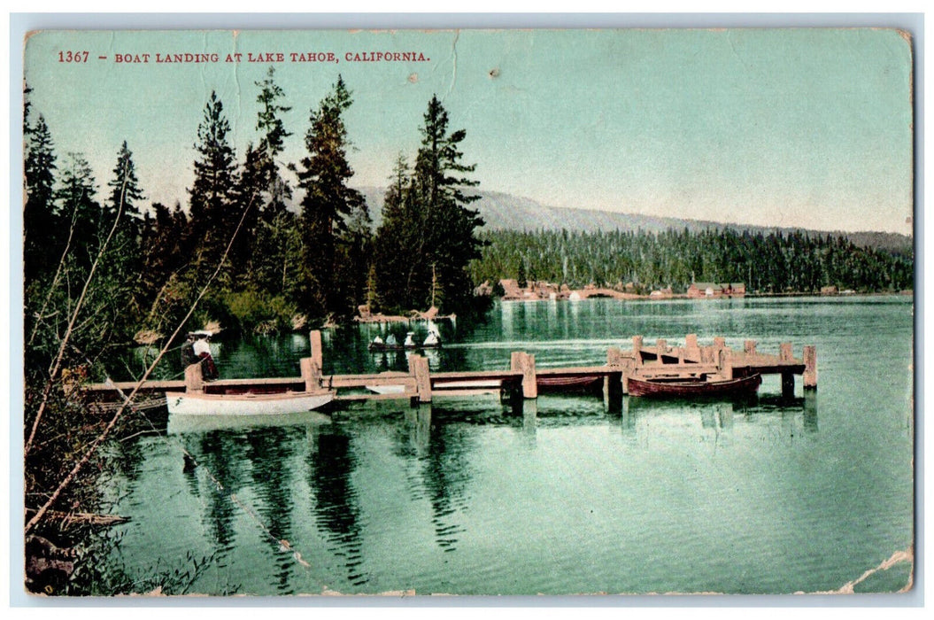 1908 Boat Landing At Lake Tahoe San Francisco California CA Antique Postcard
