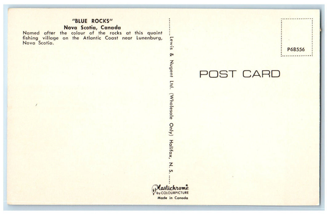 c1960's Named After Rocks Colour Blue Rocks Nova Scotia Canada Postcard
