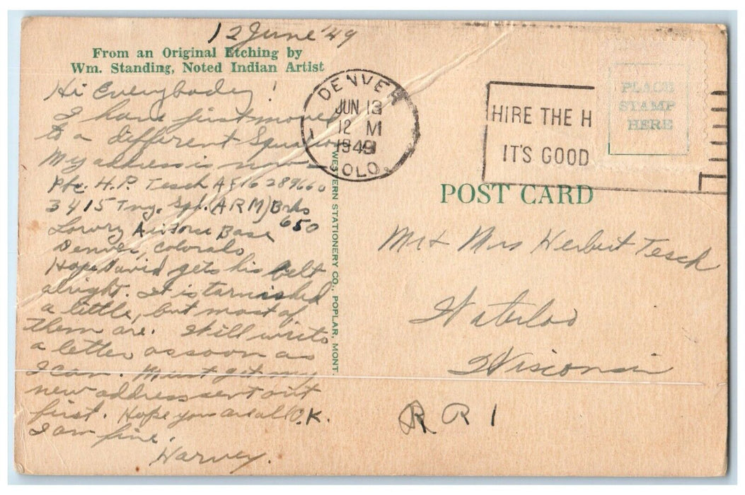 1949 Poker Western Style Men Cigar Gambling Denver Colorado CO Antique Postcard