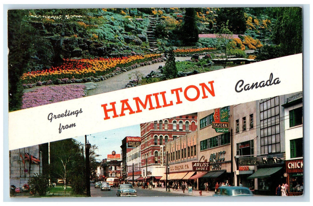 1962 Rock Gardens King Street Greetings from Hamilton Canada Multiview Postcard