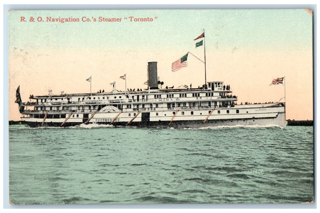 1910 R & O Navigation Co's Steamer Toronto Ontario Canada Antique Postcard