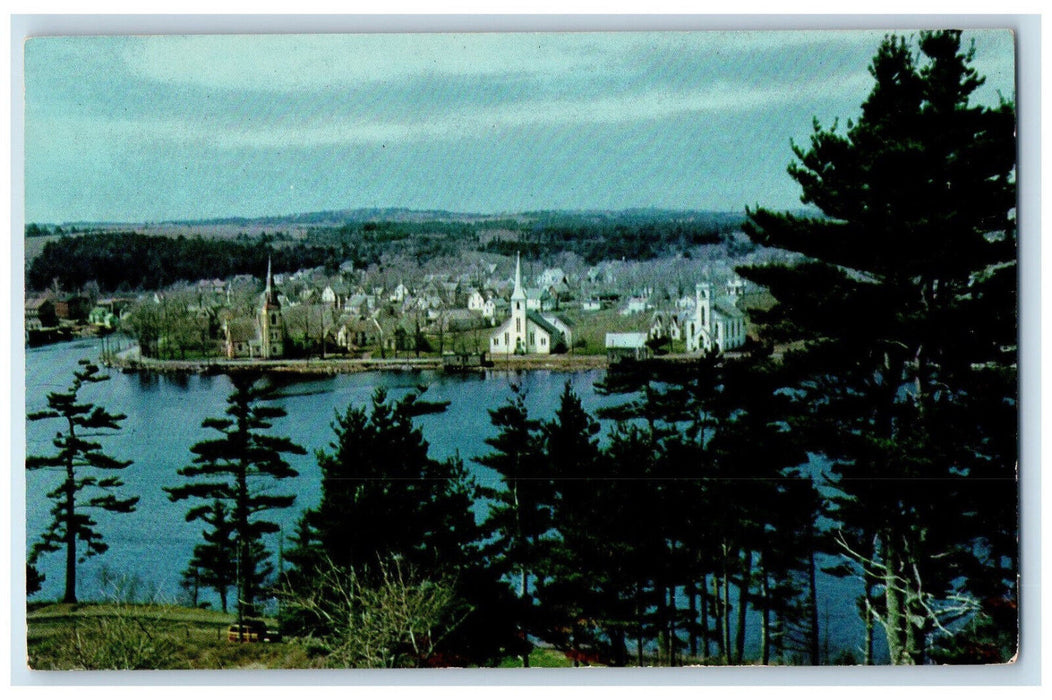 c1950's Mahone Bay Seaport Town on Coast of Nova Scotia Canada Postcard