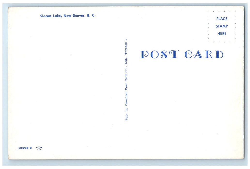c1950's Slocan Lake New Denver British Columbia Canada Vintage Postcard