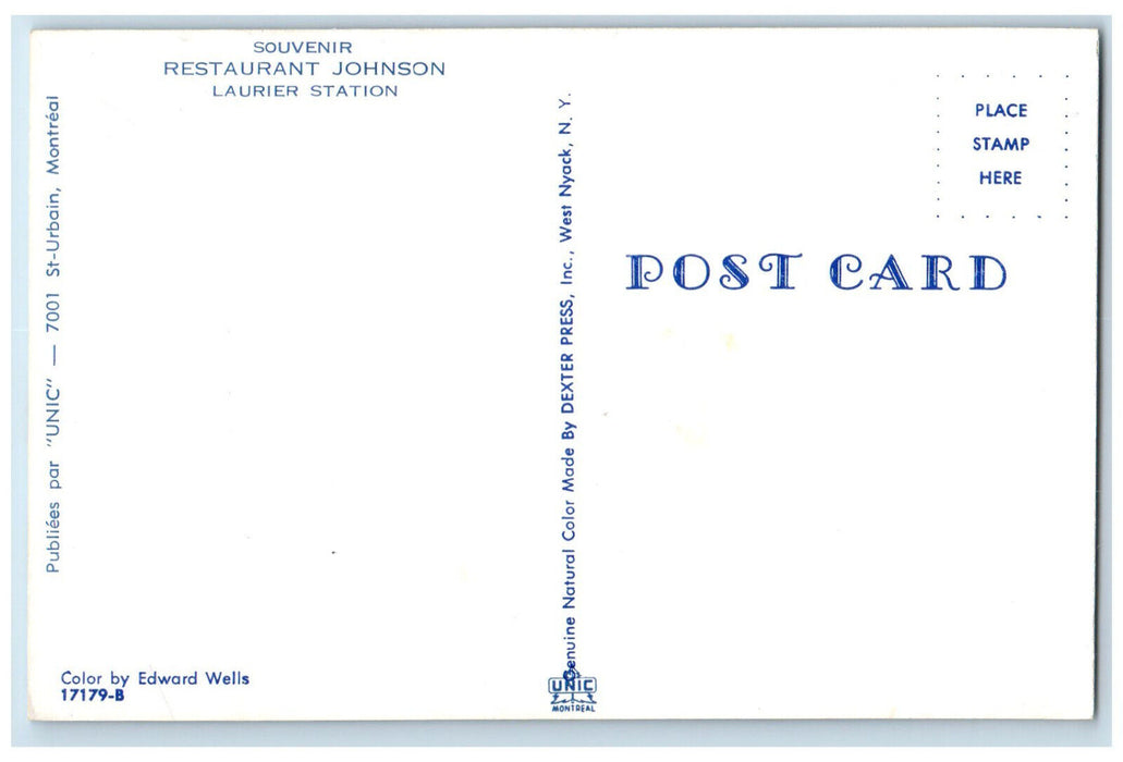 c1960's White Magic Souvenir Restaurant Johnson Laurier Station Postcard