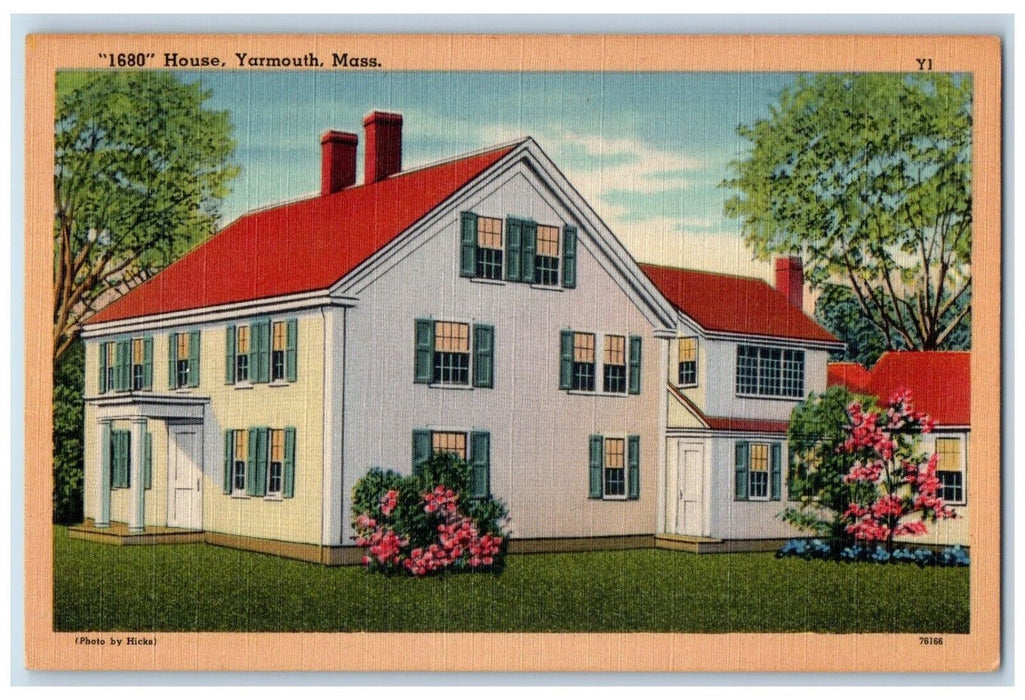 1680 House Flowers Built By Col. John Thacker Yarmouth Massachusetts MA Postcard