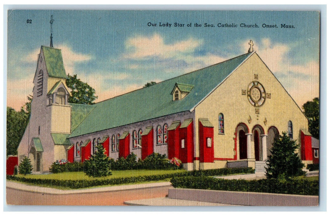 c1950's Our Lady Star of the Sea Catholic Church Onset Massachusetts MA Postcard