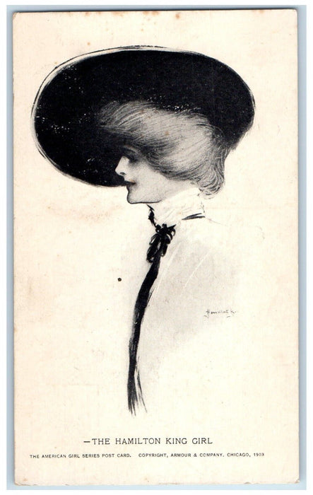 c1910's The Hamilton King Girl Big Hat Chicago Illinois IL Antique Postcard