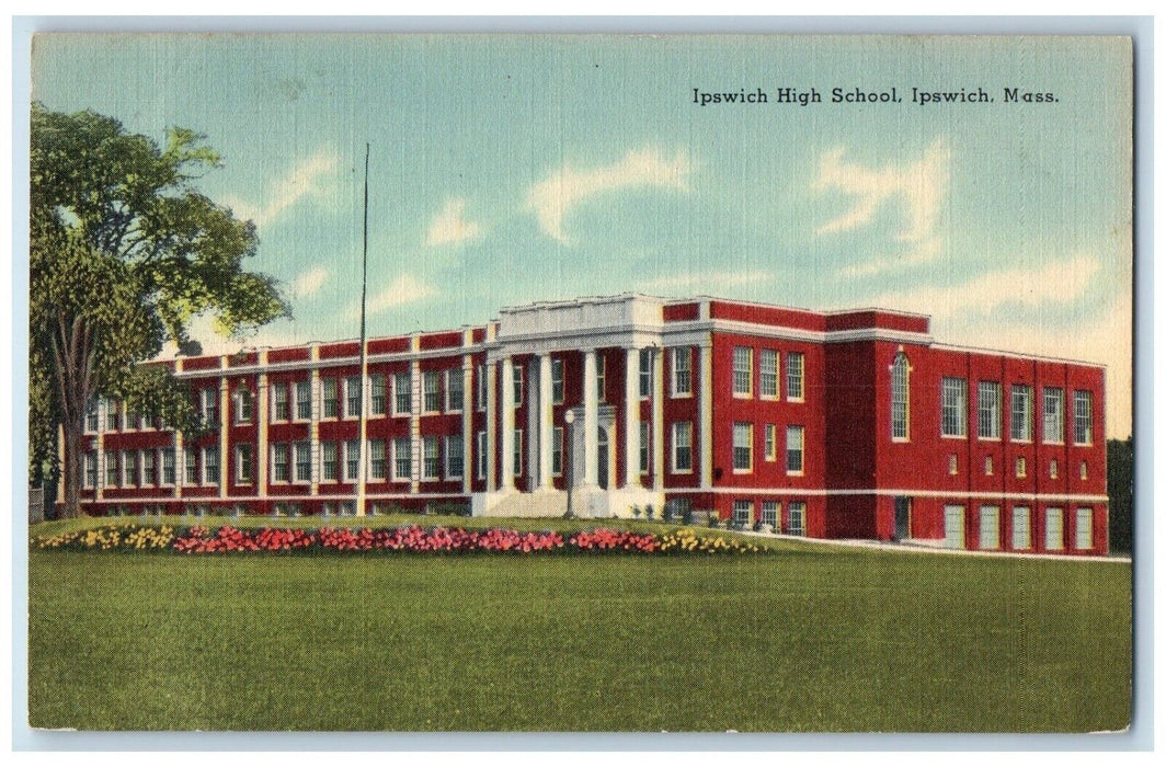 View Of Ipswich High School Building Ipswich Massachusetts MA Vintage Postcard