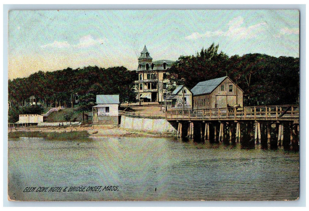 1909 Glen Cove Hotel & Bridge Onset Massachusetts MA Antique Postcard