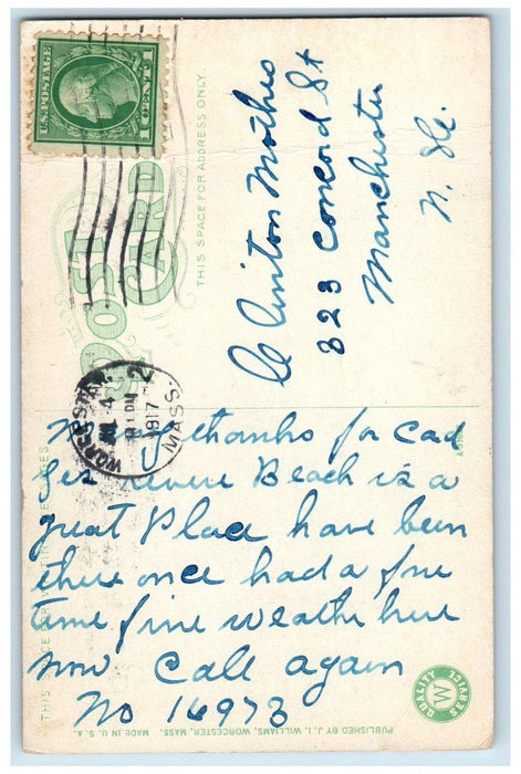 1917 Y. W. C. A. Building Street View Worcester Massachusetts MA Postcard