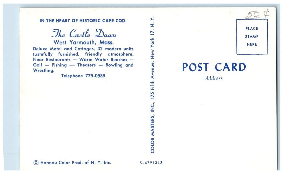 The Castle Dawn Motel West Yarmouth Massachusetts MA Multiview Vintage Postcard