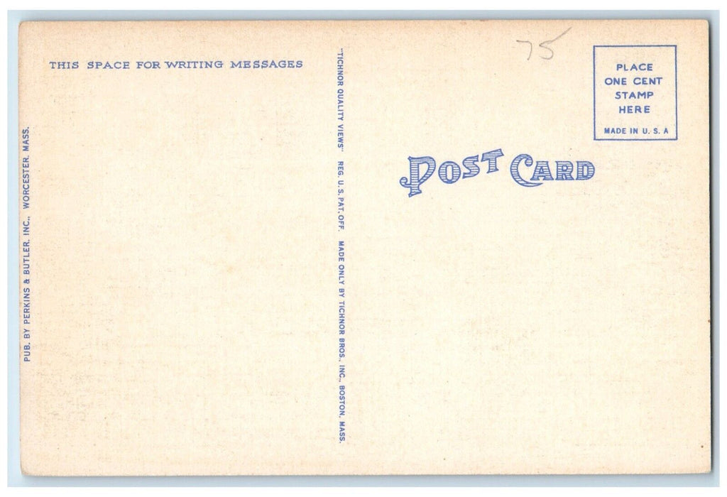 Main Street Unitarian Church Wesley Church Cars Beyond Worcester MA Postcard