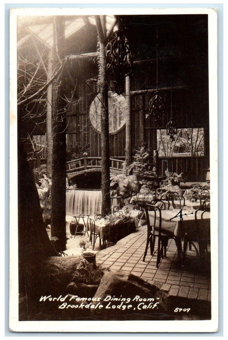 1934 World Famous Dining Room Brookdale Lodge California CA RPPC Photo Postcard