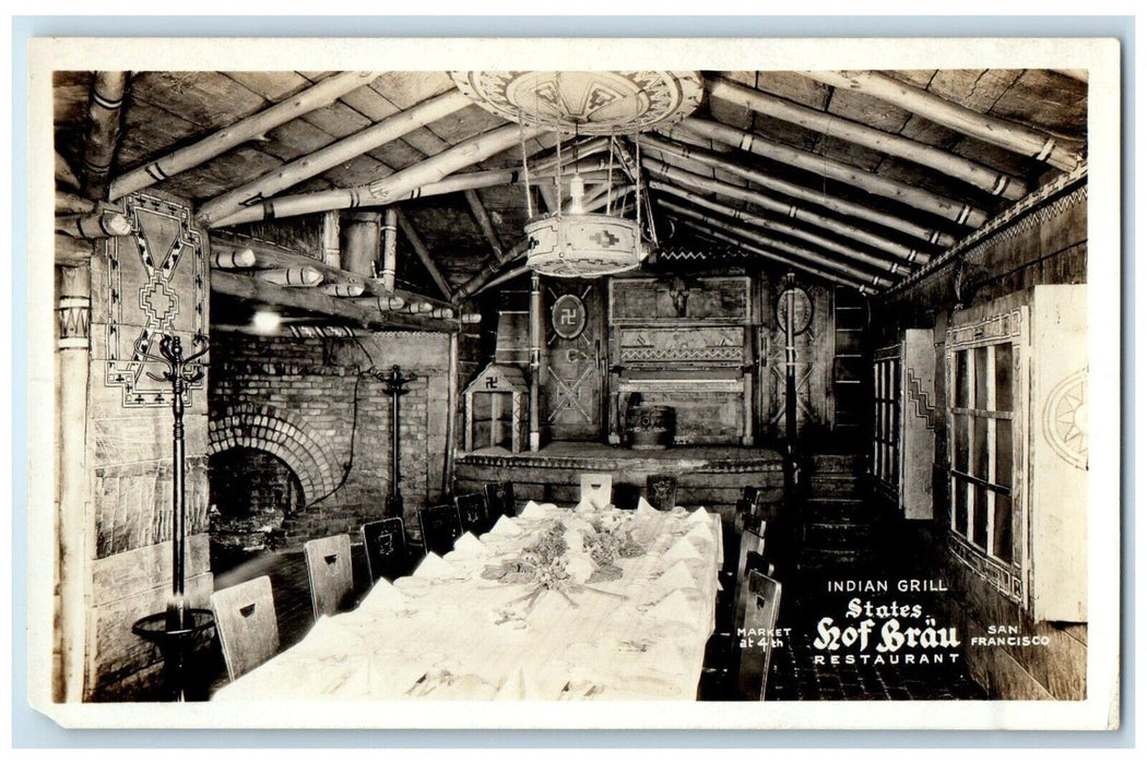 Indian Grill States Hof Brau Restaurant San Francisco CA RPPC Photo Postcard