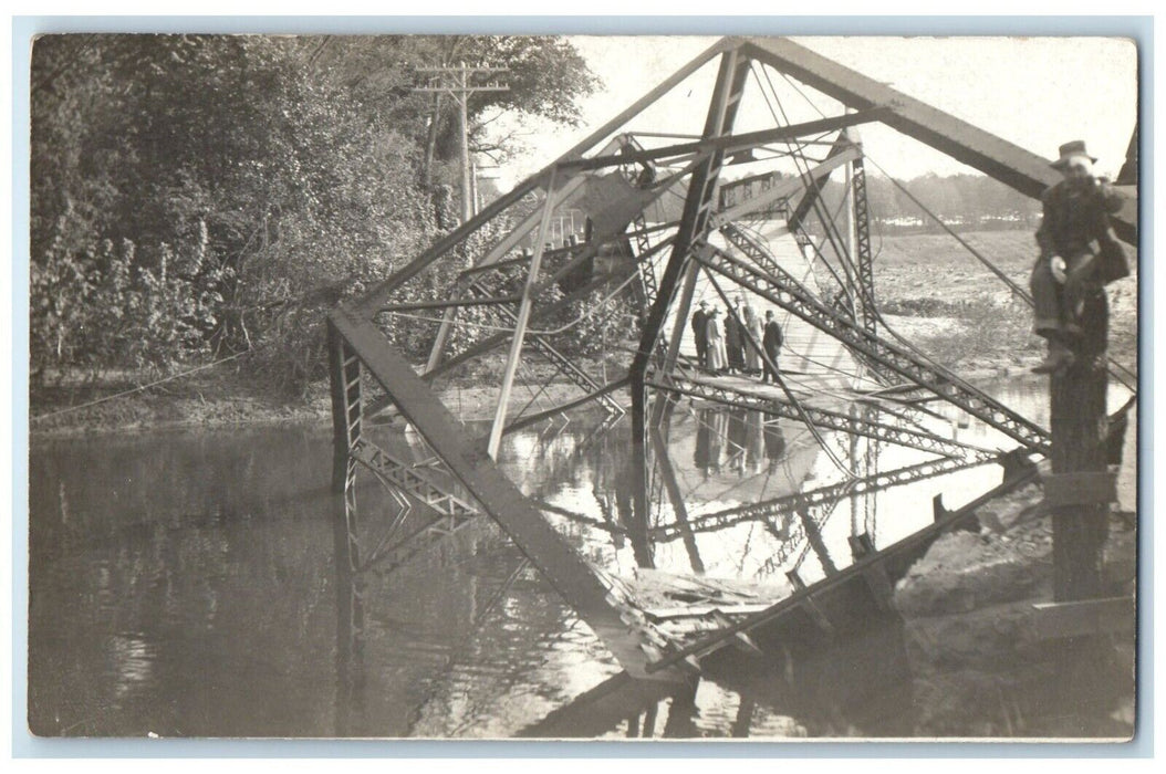 c1910's Bridge Collapse In Colorado CO RPPC Photo Posted Antique Postcard